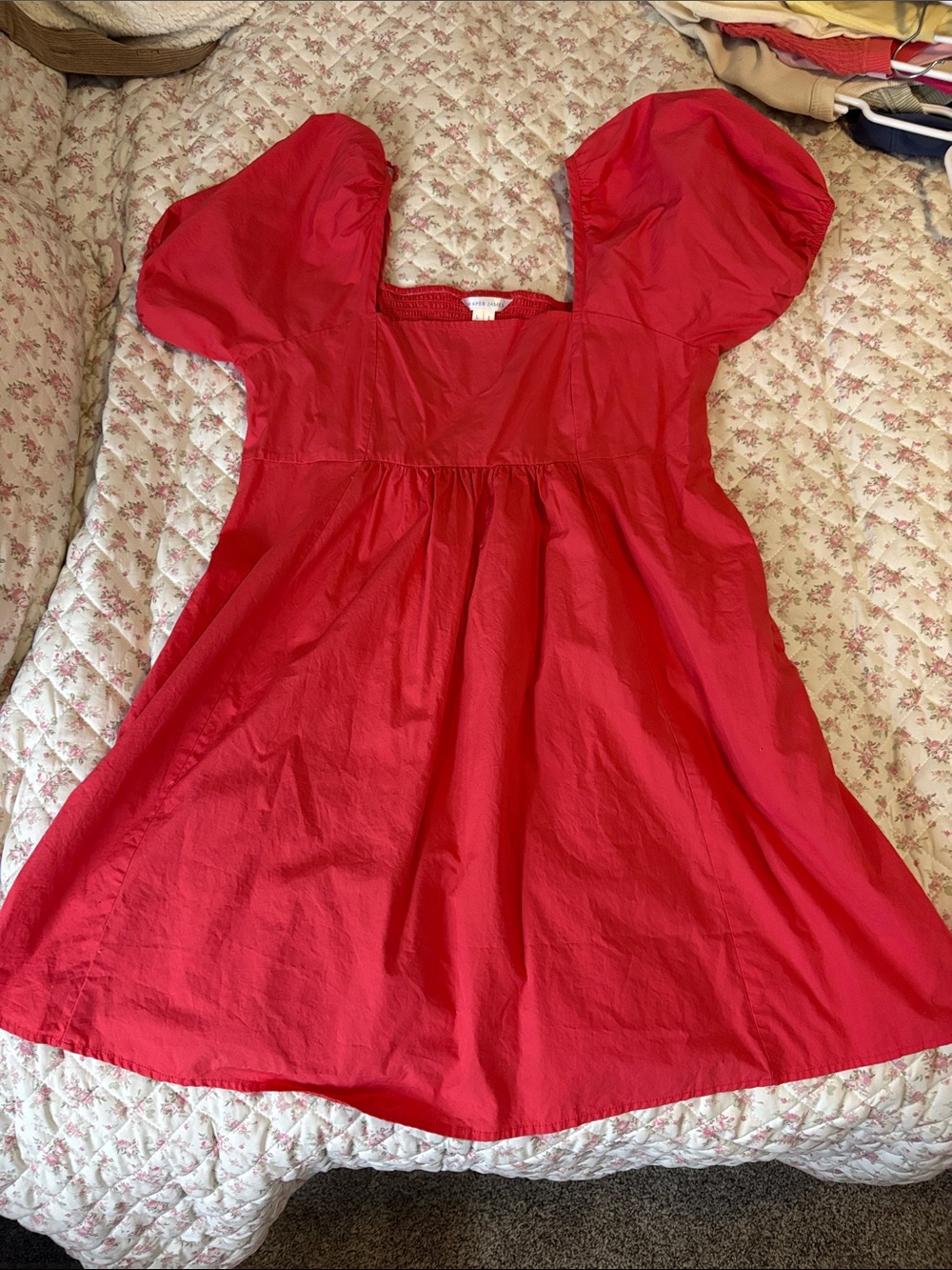 Draper James Red Puff-Sleeve Casual Dress